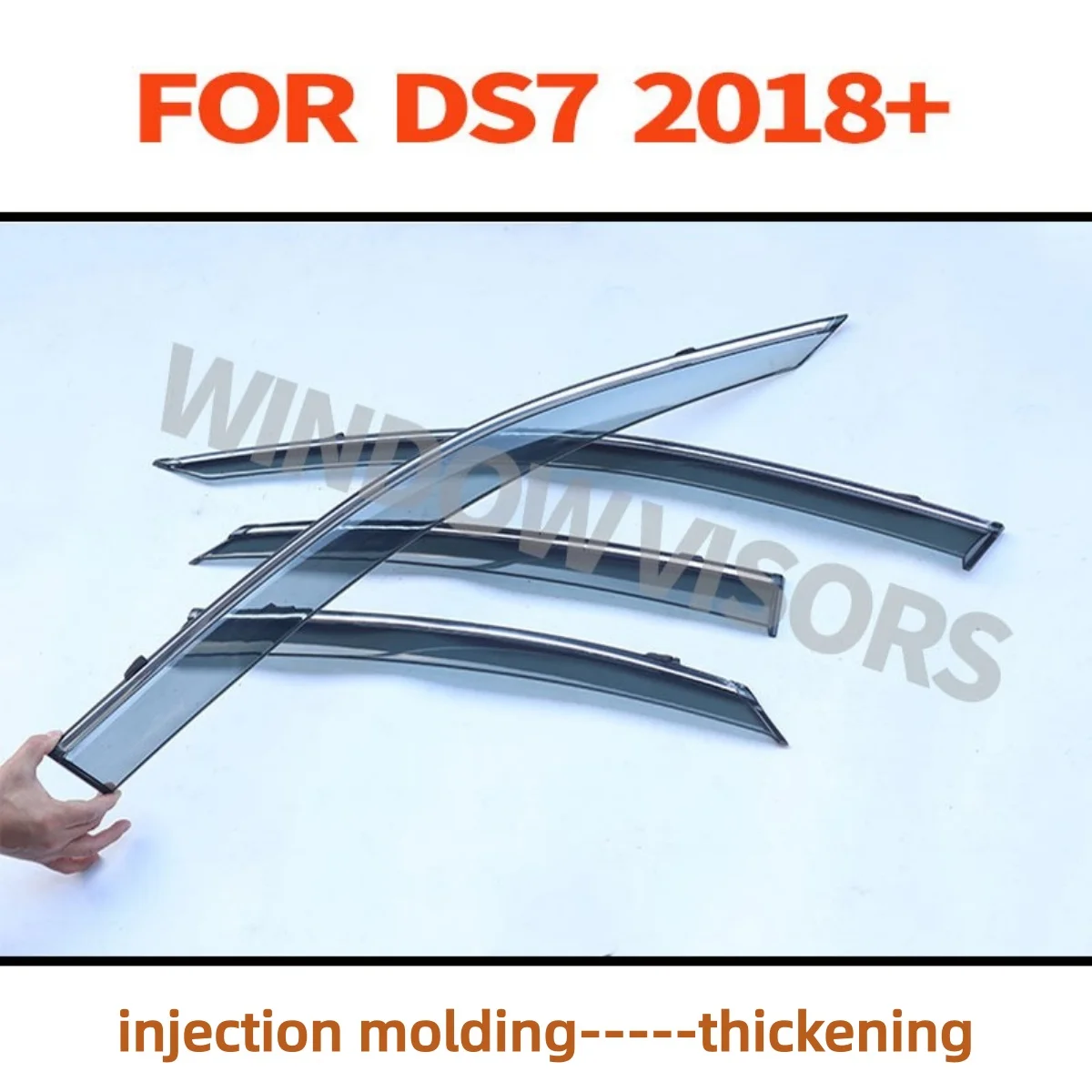 Non-fading Smoke Door Visor with Black & Sliver Chrome For Citroen DS7 Crossback 2017 - 2022 Window Visors Exterior Accessories