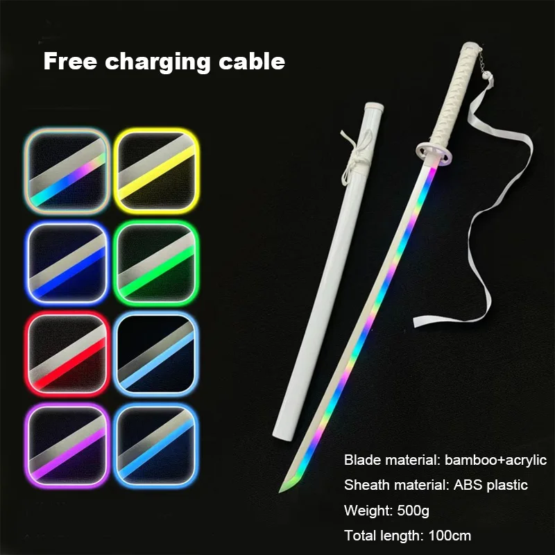 Gradiënt Lightsaber BLEACH Katana Sode no Shirayuki Anime Cosplay Props Acht kleuren om vrij te schakelen met riem en zwaardstandaard