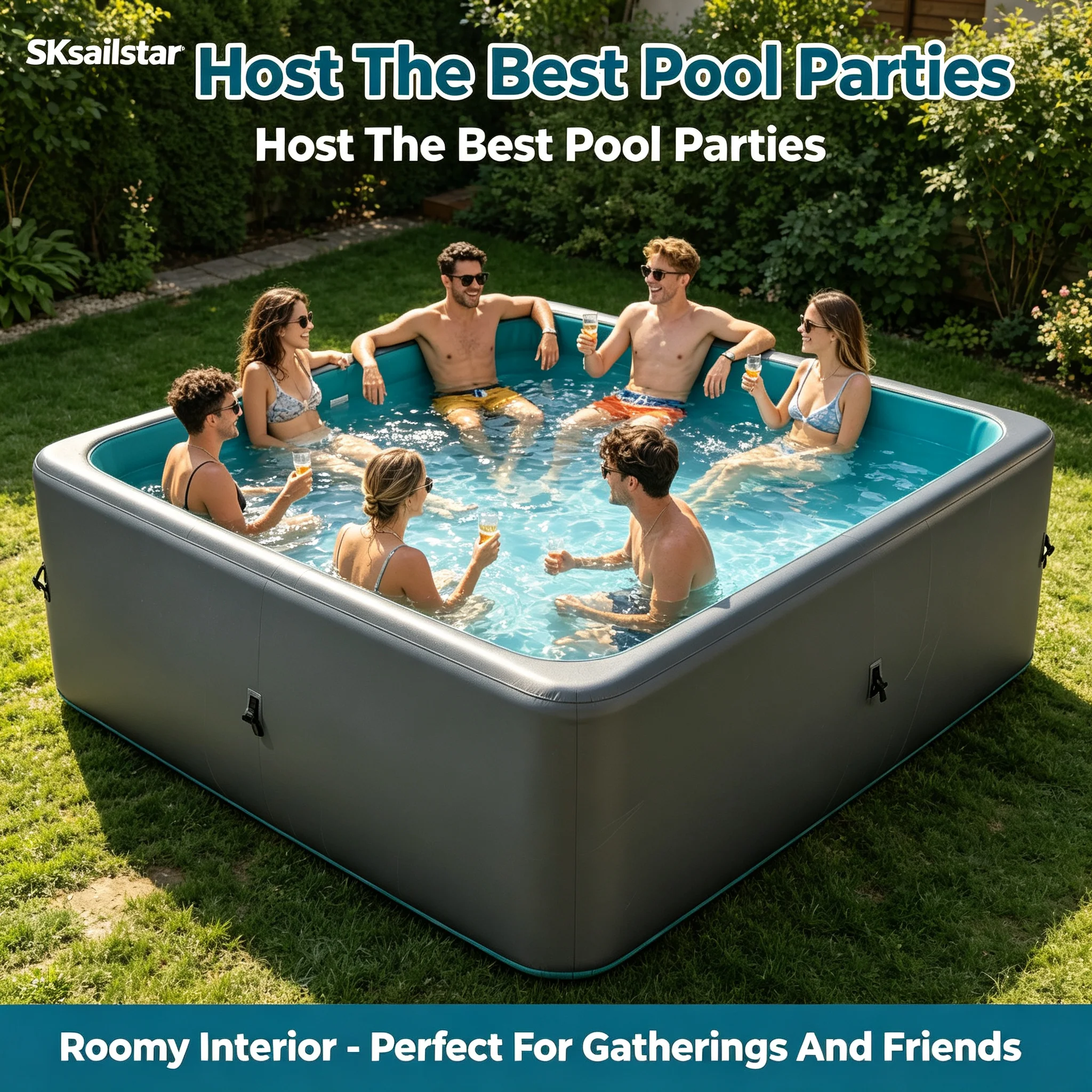 Commercial Rental Use Drop Stitch Inflatable Pool Heavy Duty DWF Fabric Large Garden Swimming Pool for Events Outdoor
