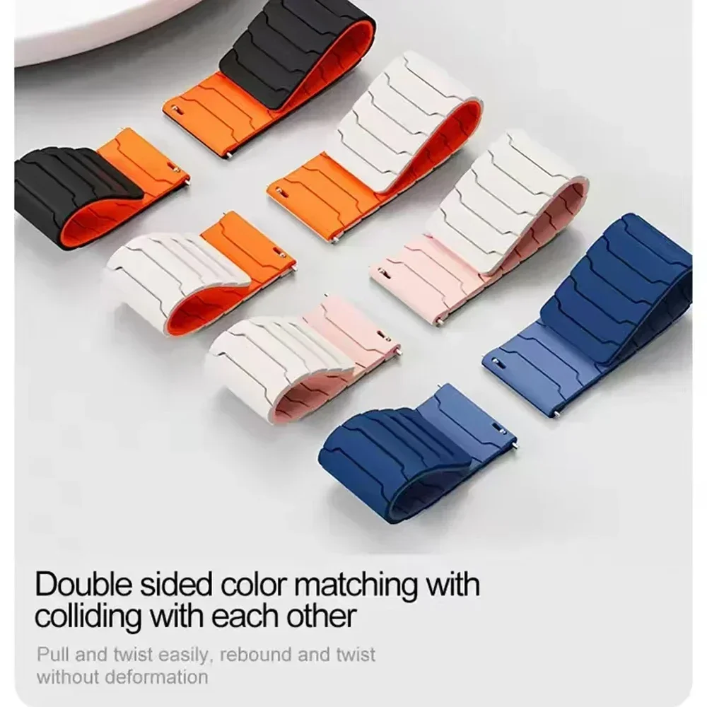 Магнитный силиконовый сменный ремешок 20/22 мм для Amazfit Active 2/Bip6 5 4/GTR 4 Pro/GTS 4 2, мини-браслет для HUAWEI, ремешок для часов