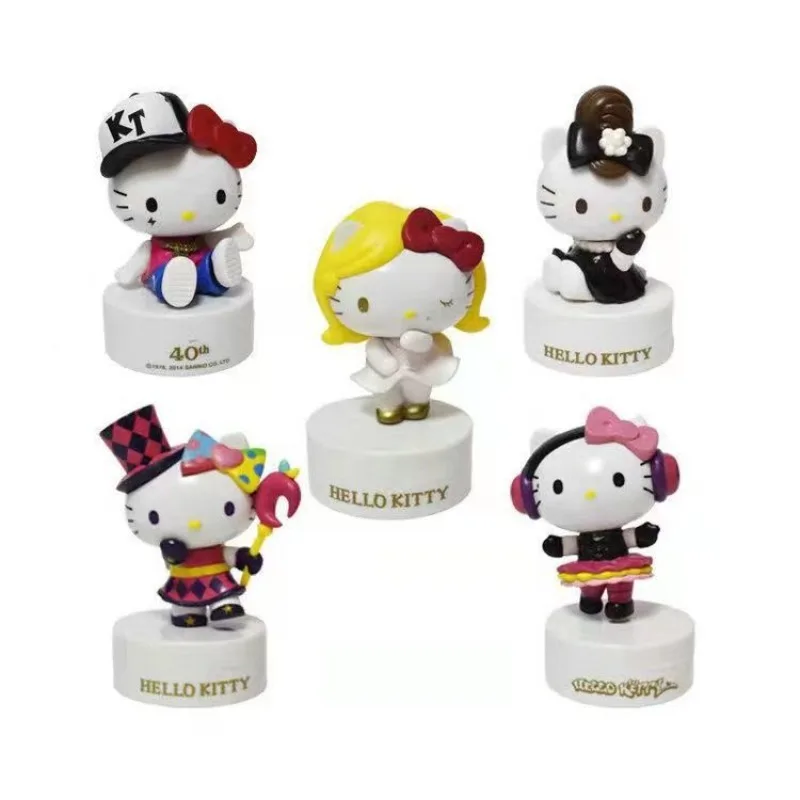 5 szt. Kawaii Sanrio Hello Kitty Anime Urocza Zawieszka Lalka Śliczny Kreskówkowy Kot KT Ozdoby Samochodowe Dekoracja Biurka Prezenty dla Dzieci