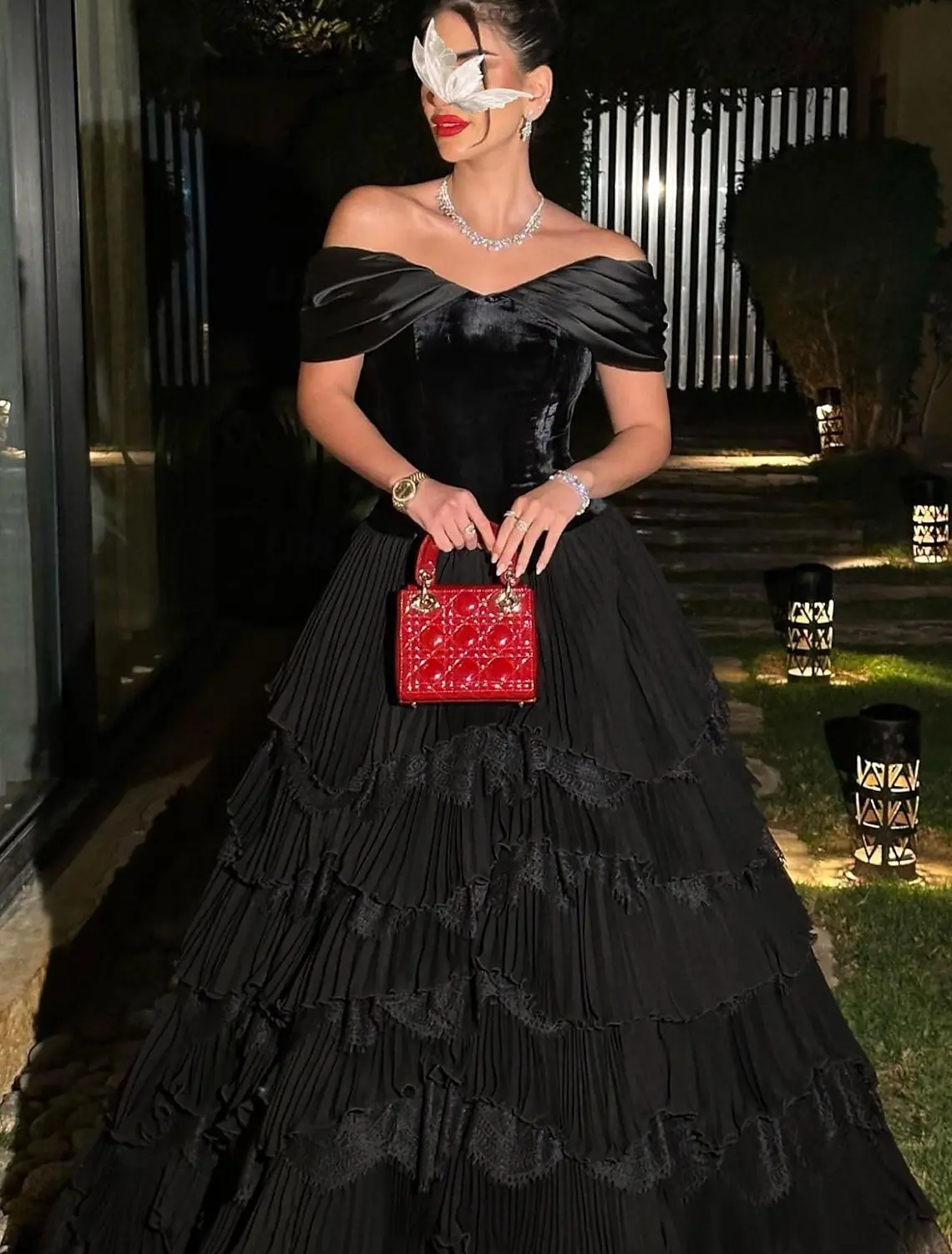 Aileen Lace Elegant Women Dresses for Special Occasions Customized Black Women Evening Dress Woman Wrinkle A-line Multi-layer image 3