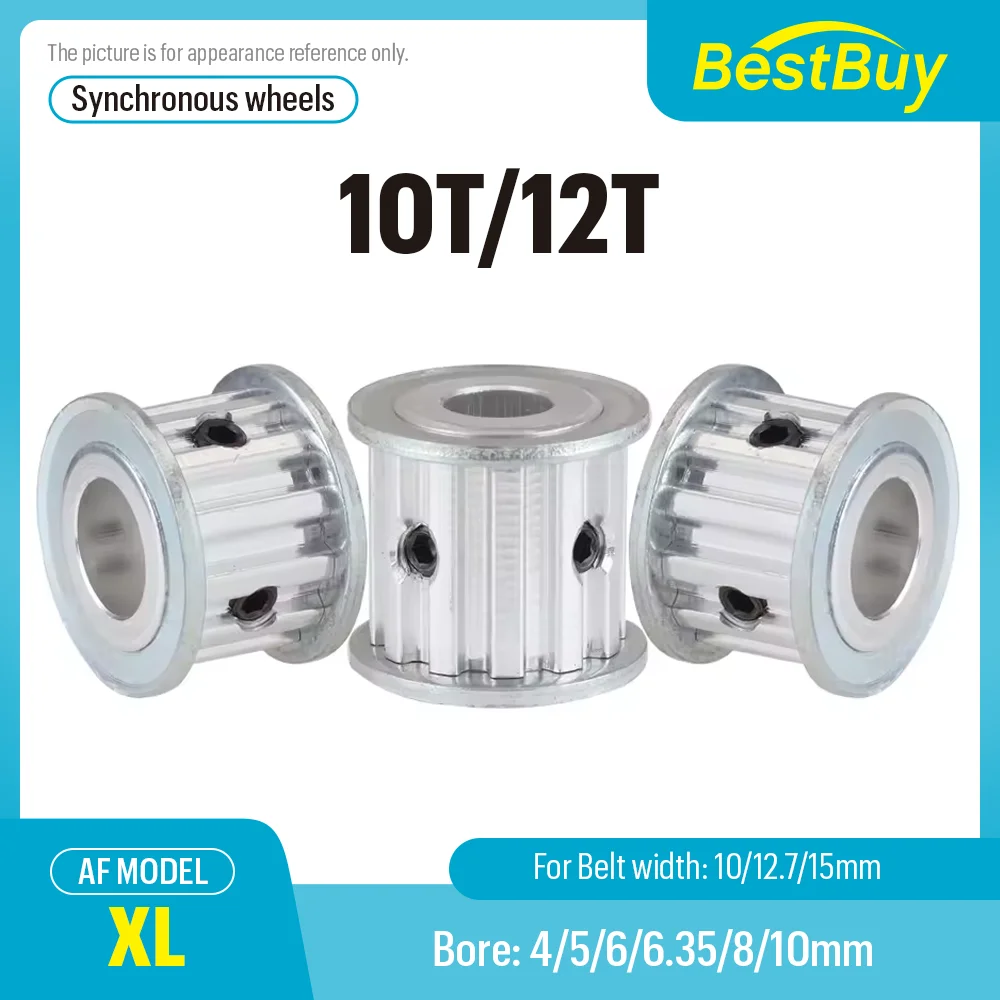 XL 10T/12 Teeth Synchronous Timing Pulley Bore 4/5/6/6.35/8/10 for Width 10/12.7/15mm Belt XL Timing Pulley AF Type