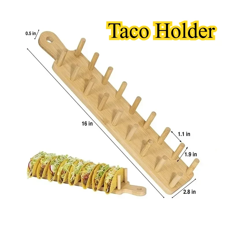 

Бамбуковый деревянный держатель для тако, картофельные чипсы, кукурузный рулет, поднос, полка для тортильи, поднос для меритретов, подходит для вечеринок и ресторанов