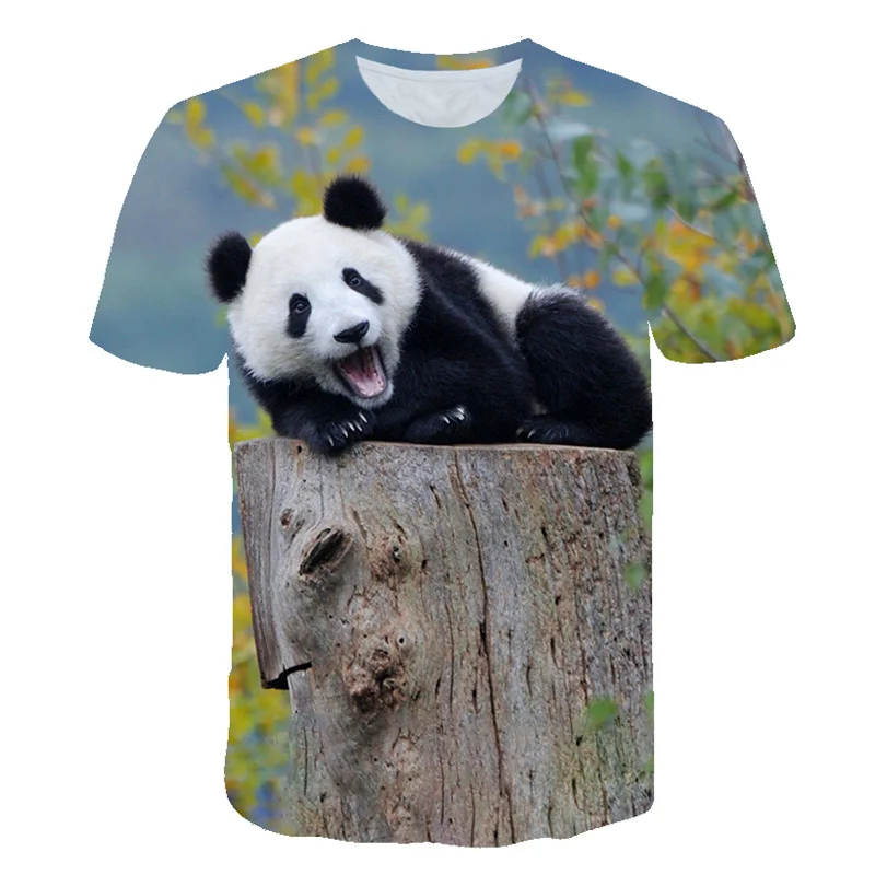 T-shirts kawaii Animal Panda 3d Print Summer Men Women Unisex Streetwear Crew Neck Oversized Casual TShirt Kids Tops Clothing