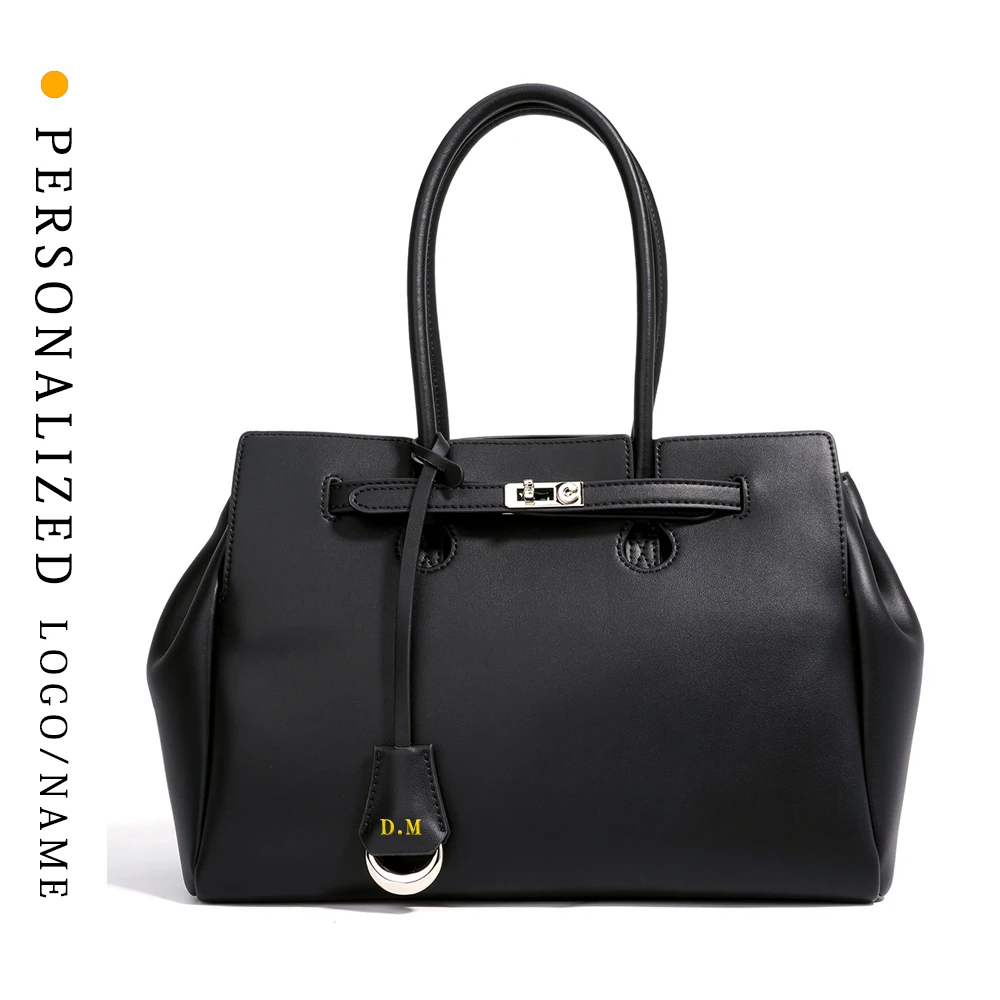 

Free New First Letter 2025 Women's Tote Bag Large Capacity Business Commuting Women's Bag Genuine Leather One-shoulder Handbag
