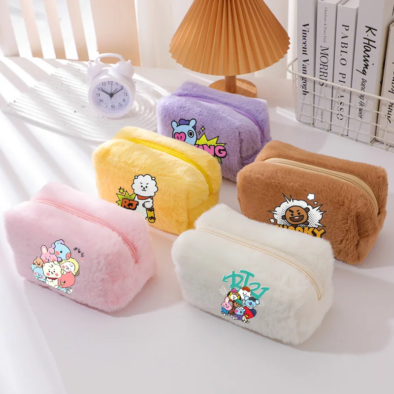 Bolsa de Maquillaje BT21 COOKY TATA, Bolsas de Cosméticos con Estampado de Dibujos Animados, Bolsa de Aseo Portátil para Mujer, Organizador de Viaje, Bolsa de Almacenamiento Acolchada, Regalo