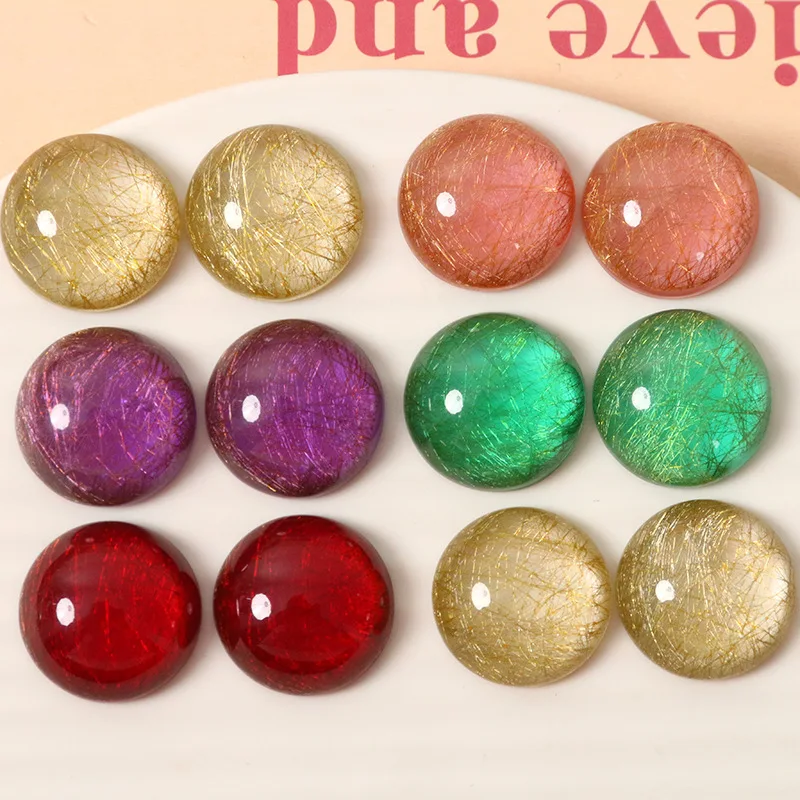 5pcs20mm semi-transparent silk jelly semi-pill diy resin Flat Back Resin Cabochons Scrapbooking DIY Jewelry Craft Accessories