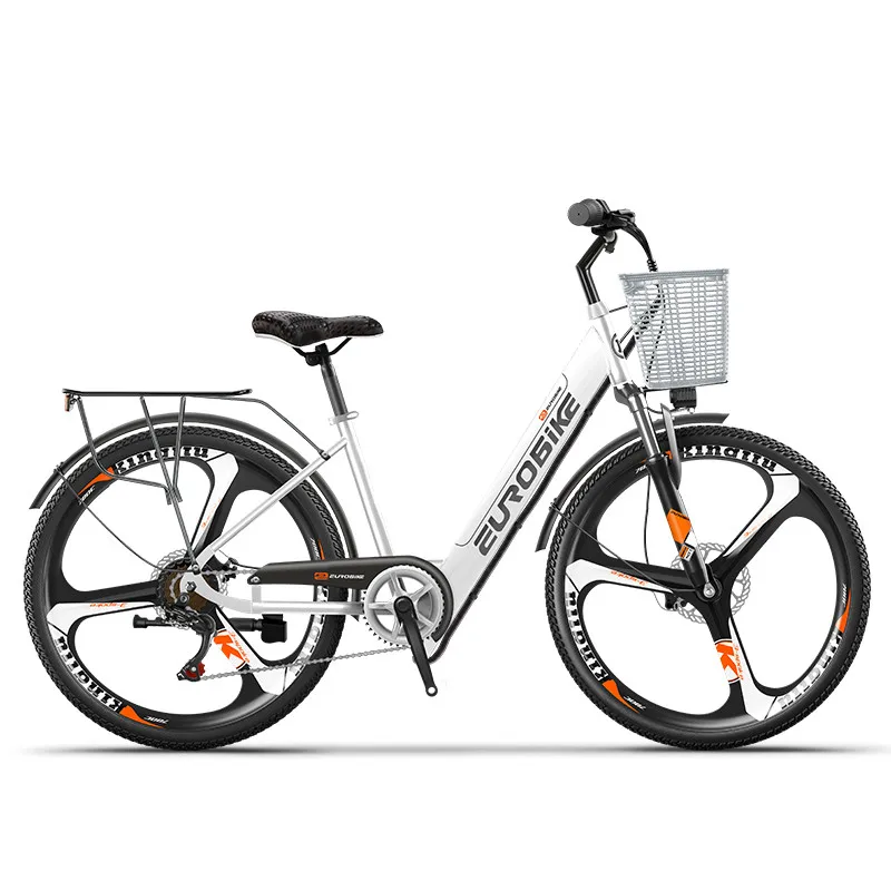 EU Stock 26 Inch Adult Electric Bicycle For 2 Person 350W 36V Electric Bike For Women With 2 Seat Basket Pedal City eBike