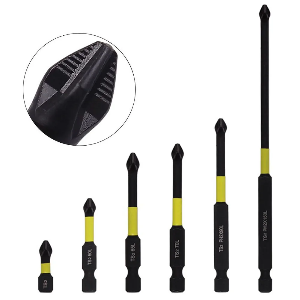 Imagem -02 - Anti Non-slip Cross Screwdriver Bits Cabeça Magnética do Lote Chave de Fenda Elétrica do Impacto Liga de Aço Parafuso Ph2 1pc