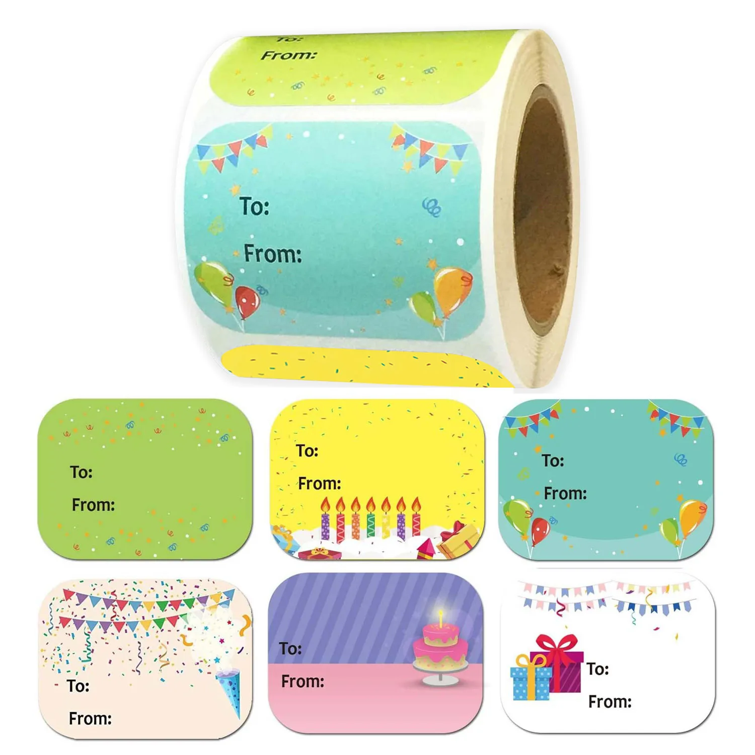 50-200 stuks Happy Birthday Cadeaukaartjes Naamplaatjes Stickers 1,5 x 2 inch - Rechthoek Kerst tot vanaf labels Briefpapierstickers