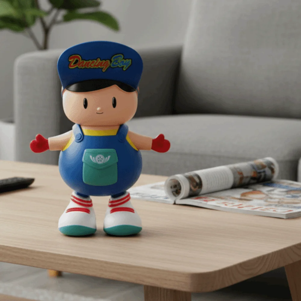 أرقام دمية LED الرقص الصبي تمثال مع أضواء البلاستيك الرقص سوينغ الصبي محاكاة الموسيقى الاطفال لعبة الصبي الكهربائية الاطفال الصغار