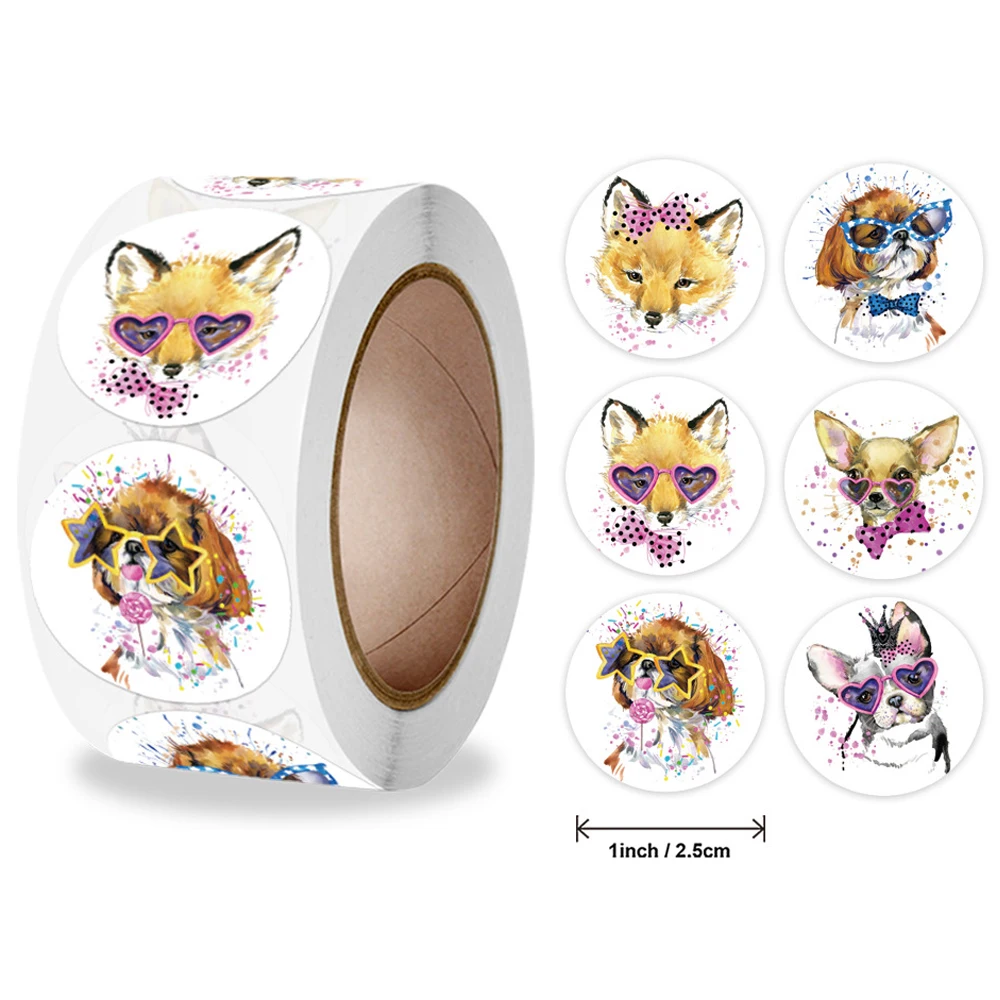 Animal Reward Adesivos para Crianças, Adesivo de Motivação Divertida, Gato e Cão Adesivo, Incentivo do Professor da Escola, Papelaria Estudante, 1 ", 500Pcs