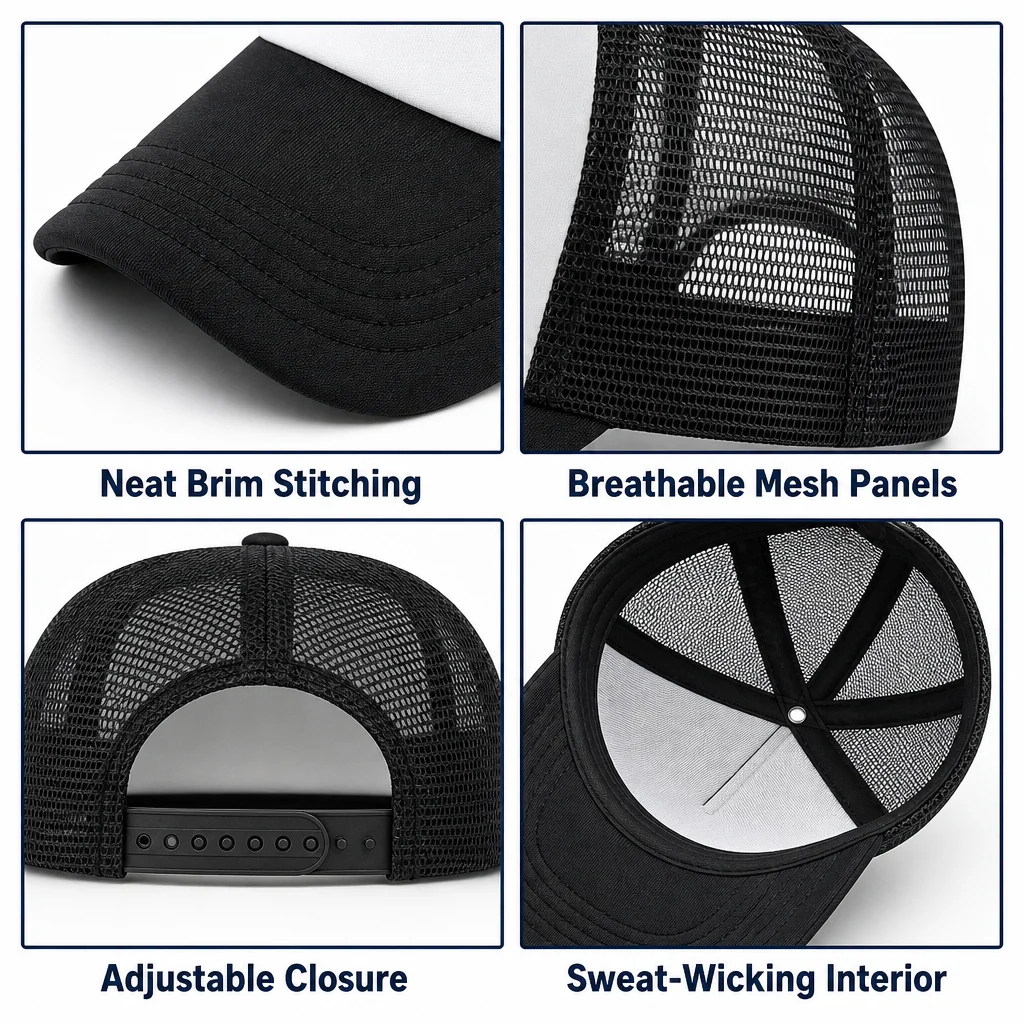 Customized Sponge Mesh Cap with Embroidered Logo and Heat Transfer Printing, Breathable Mesh Baseball Cap for Catering Advertising, Printed Advertising Cap