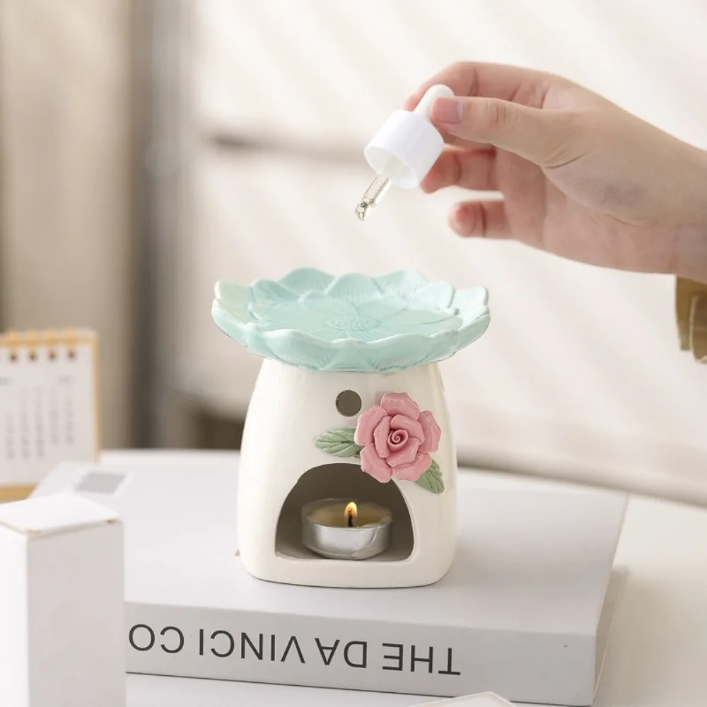 

Ceramic Flower Aromatherapy Stove Heat Resistant Eco-Friendly Essential Oil Diffuser Handmade Heating Incense Device Yoga Room
