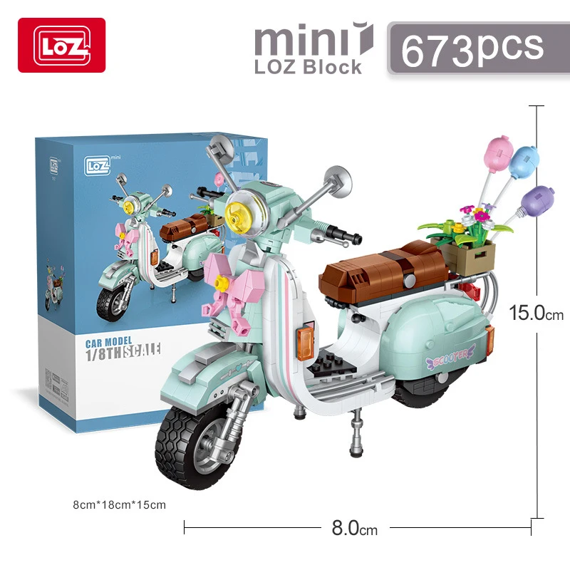 

LOZ-1117 Little Sheep motorcycle takeout electric car mini model creative decoration for boys and girls building blocks toy gift