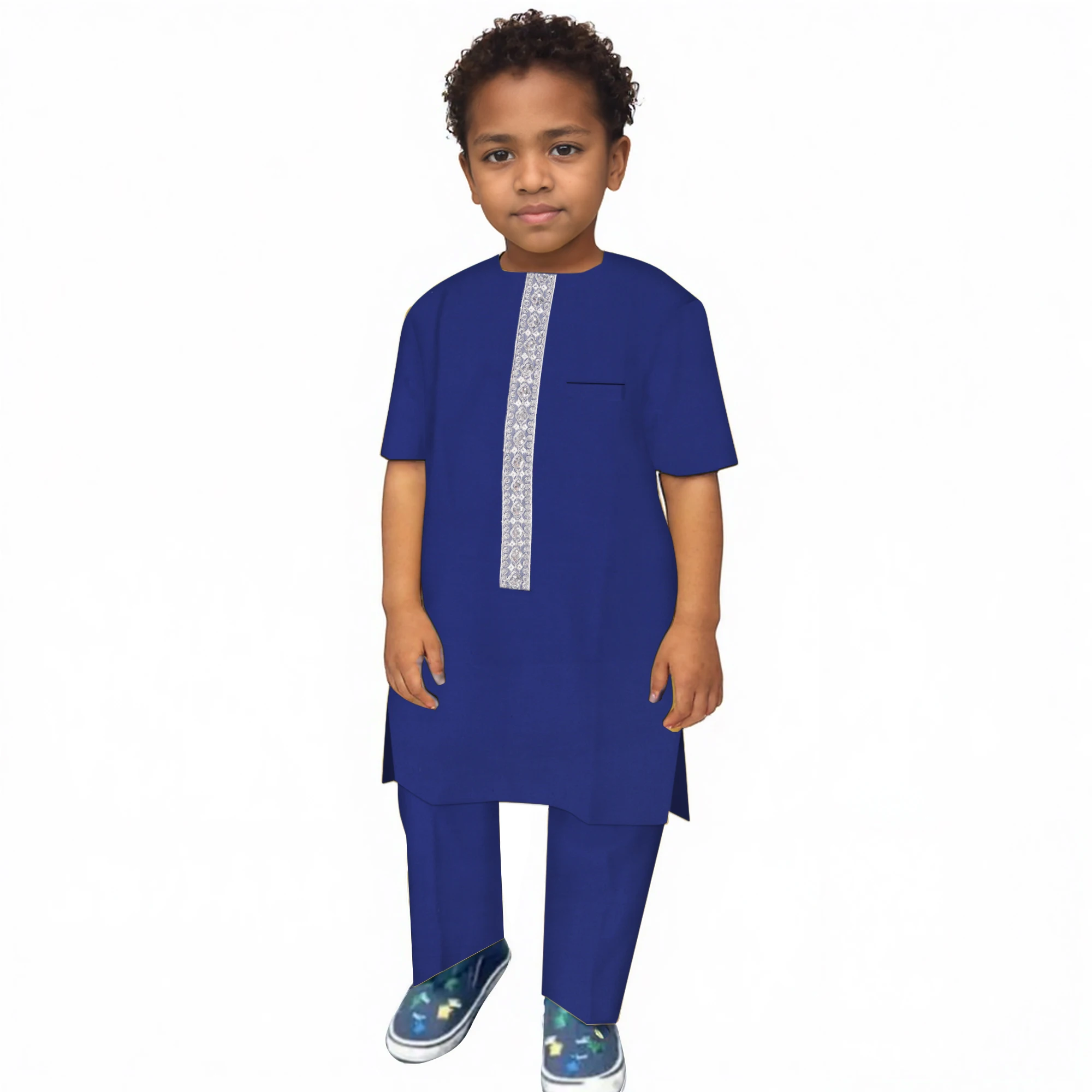 

Afrcian Pants 2 Pcs Set African Children Clothing Baby Boy's Clothes Short Sleeve Patchwork Boy Dashiki Party Outfit WYT630
