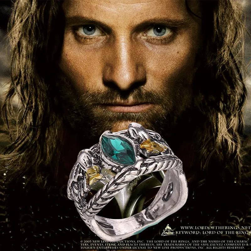 Barahir Aragorn Gondor Ring Men Women Green Crystal Ring Jewelry Wholesale