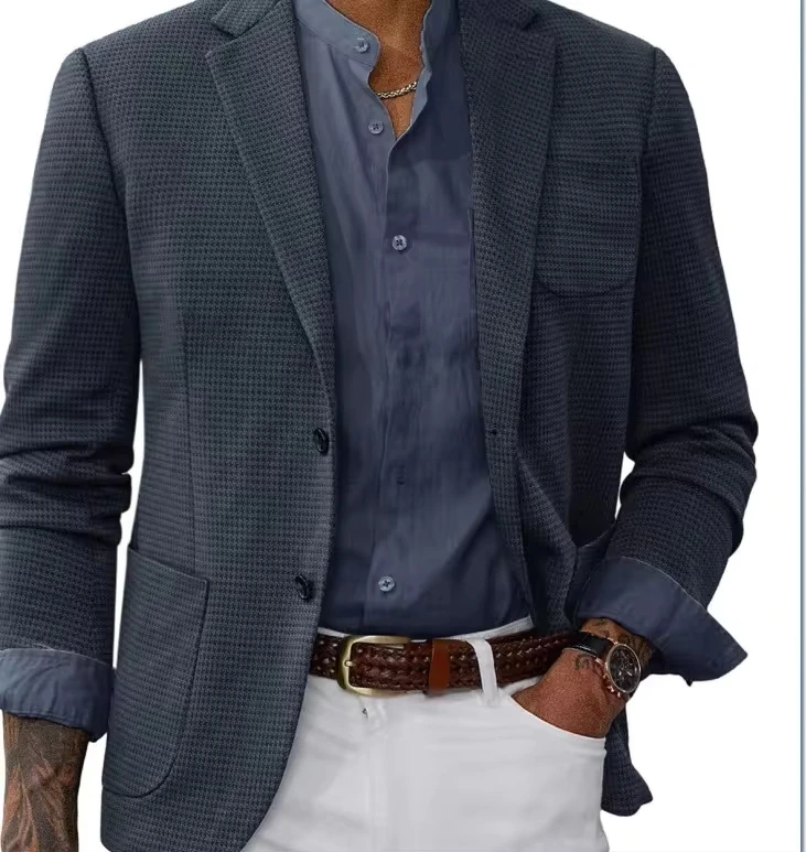 

2025 England New Fashion Autumn Men's Solid Color Casual Business Trendy Long Sleeve Single-breasted Suits Blazers Male Tops