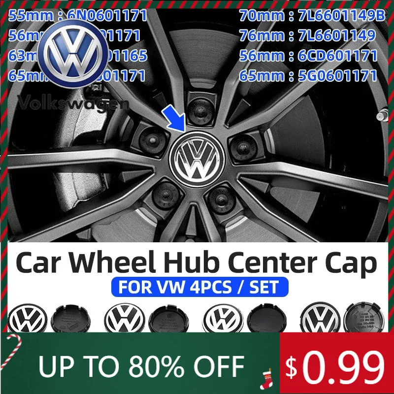

Interior Stickers 4pcs 63mm 56mm 65mm 70mm Car Styling Wheel Center Cap Hub Covers Badge Accessories For VW Volkswagen Golf 3B76