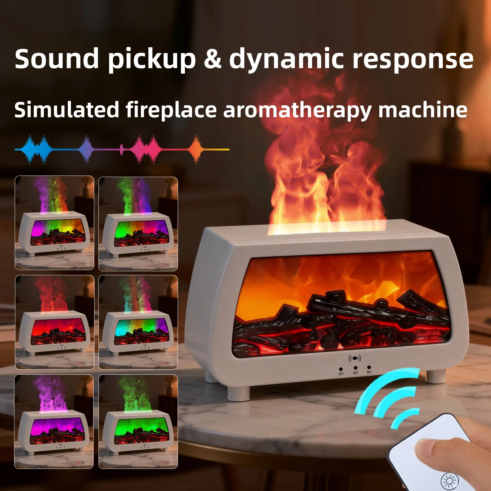 Mini Fireplace Flame Humidifier Automatic Fragrance Essential Oil Aroma Diffuser Cool Mist for Home