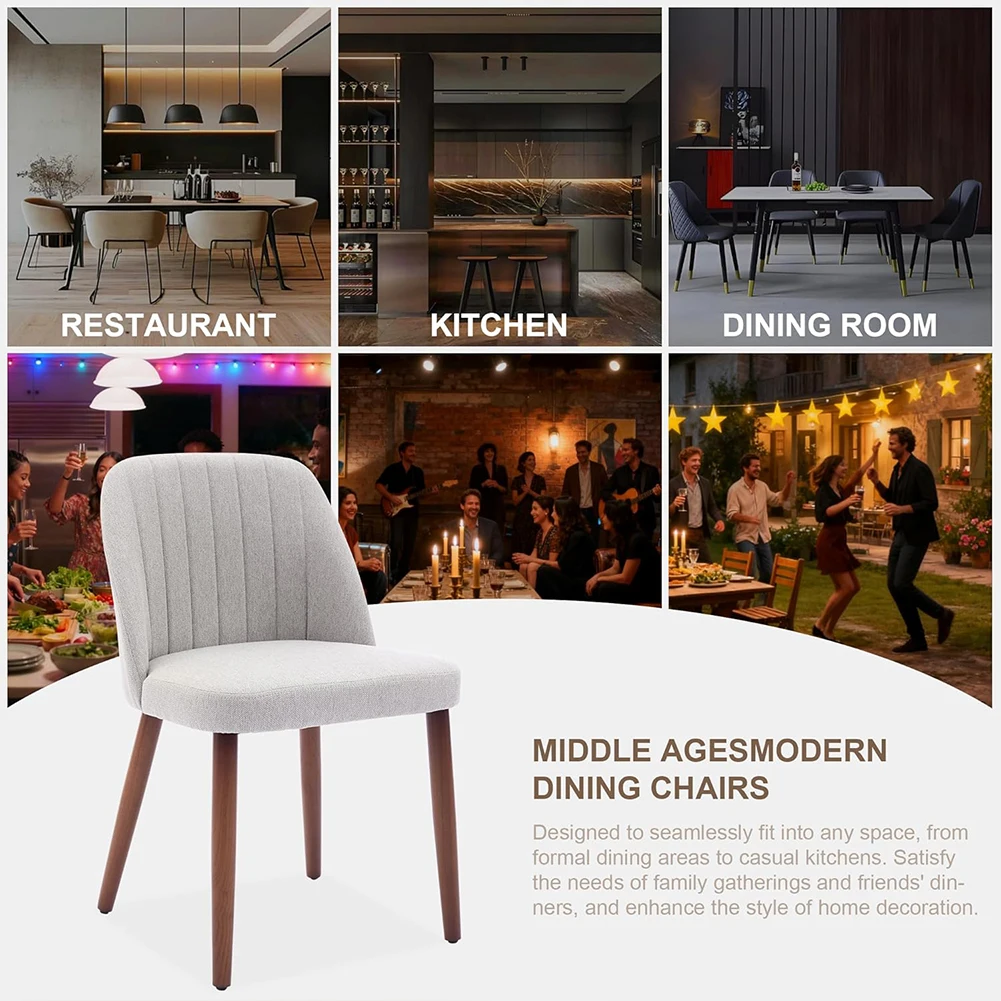 

Набор из 2 деревянных обеденных стульев, мягкие кухонные стулья для столовой с мягким сиденьем и деревянными ножками, современный тканевый боковой ужин