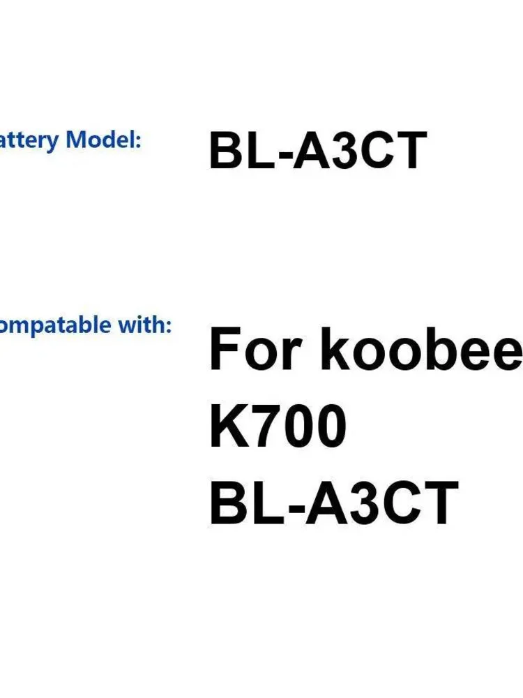 

Высокопроизводительный аккумулятор для мобильного телефона BL-A3CT для Koobee K700 4000 мАч Safe