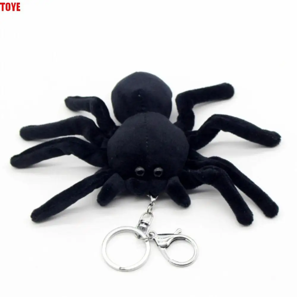 

Funny Realistic Spider Keychain Stuffed Animals Spoof Toys Spider Keyring 10cm Bag Pendant Spider Plush Toys Halloween