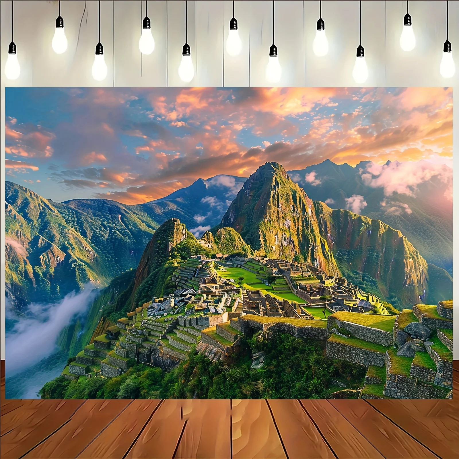 1-teiliger Machu Picchu-Fotohintergrund – lebendige antike Inca-Stadtlandschaft, Partydekoration mit Inca-Lost-City-Motiv