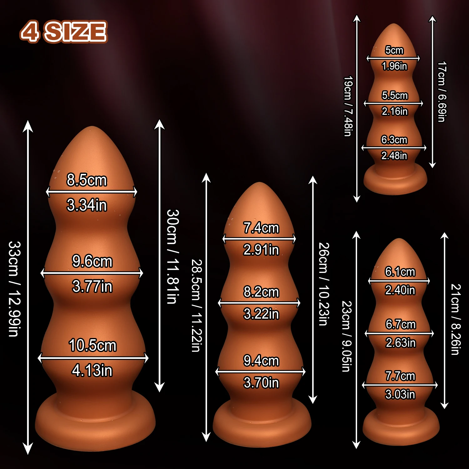 سميكة الذهب الشرج المتوسع قضبان اصطناعية مع 3 الخرز جهاز تدليك للمهبل G-بقعة محفز بعقب المكونات لينة سيليكون استمناء الجنس لعب