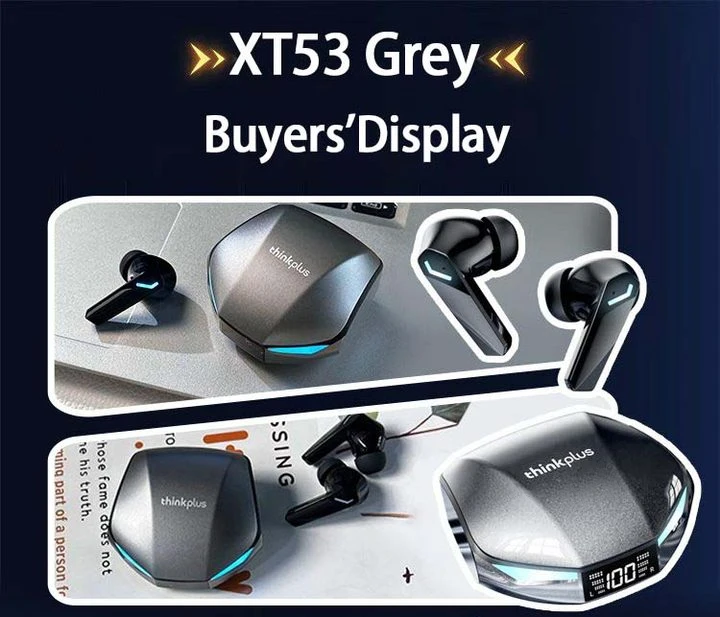 Choice Lenovo XT53 Upgrade Bluetooth 5.4 Earphone Low Latency Wireless Gaming Earbuds LED Display Waterproof Headphones with Mic