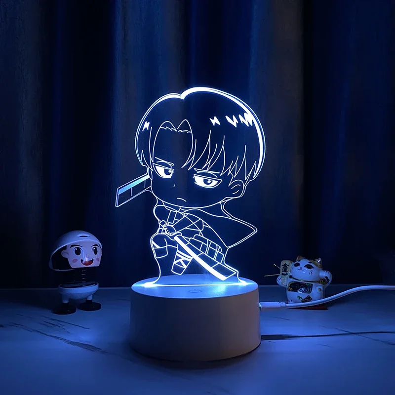 Anime Attack on Titan Levi Ackerman Eren Jaeger Cosplay Acrylic Multicolored Night-light Cartoon Night Lamp Doulex Xmas Gift