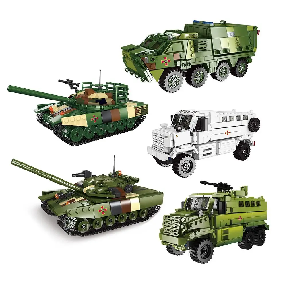 Soviet Union Military Battle Model Truck T-72 AMT Main Tank Building Block WW2 Medical Armored Vehicle Brick Toys Boys Gifts