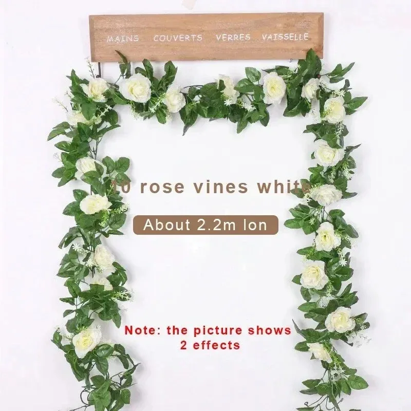 1Pcs 2.2M Artificial White Flower Fake Hanging Fake Vine Plants Leaves Artificials Garland Flowers Wedding Decoration