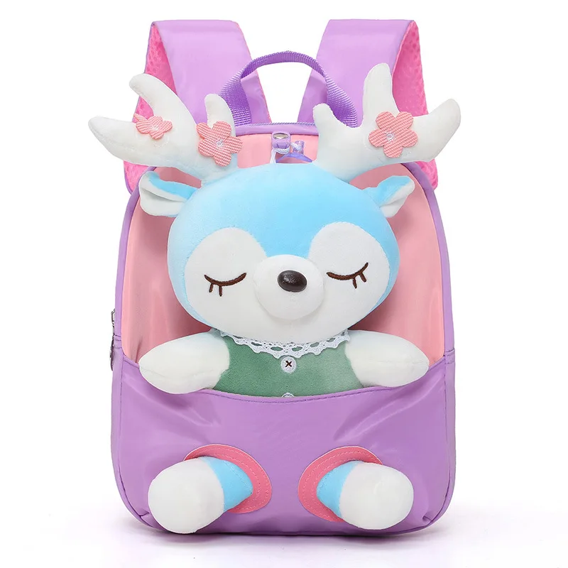 Cartoon Plush Split Elk Cute Children\'s Small Backpack Kindergarten Baby Girl Lightweight Fashionable Cute Backpack