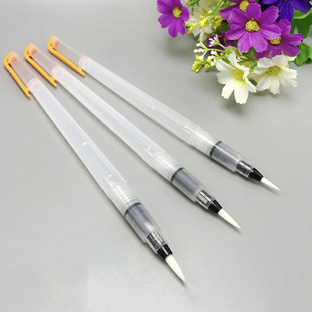 

6Pcs Water Brush Pen Durable Watercolor Painting Easy Control Ink Flow Brush Marker Set for Solid Colors Powdered Pigment Water