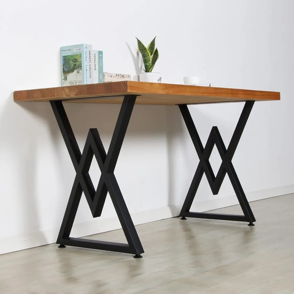 Kaki Meja Logam Industri Tugas Berat, Tinggi 28, Lebar 19.7, Kaki Furnitur Hitam Modern untuk Meja Kokoh