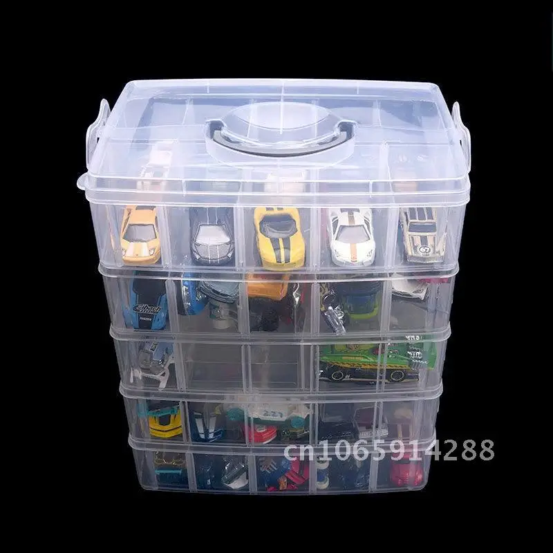 

30 Grid Car Model Storage Containers 3 Tape,Nail Stackable For With Organizer Layer Box Craft Art,Toy,Washi Bead Storage Handle