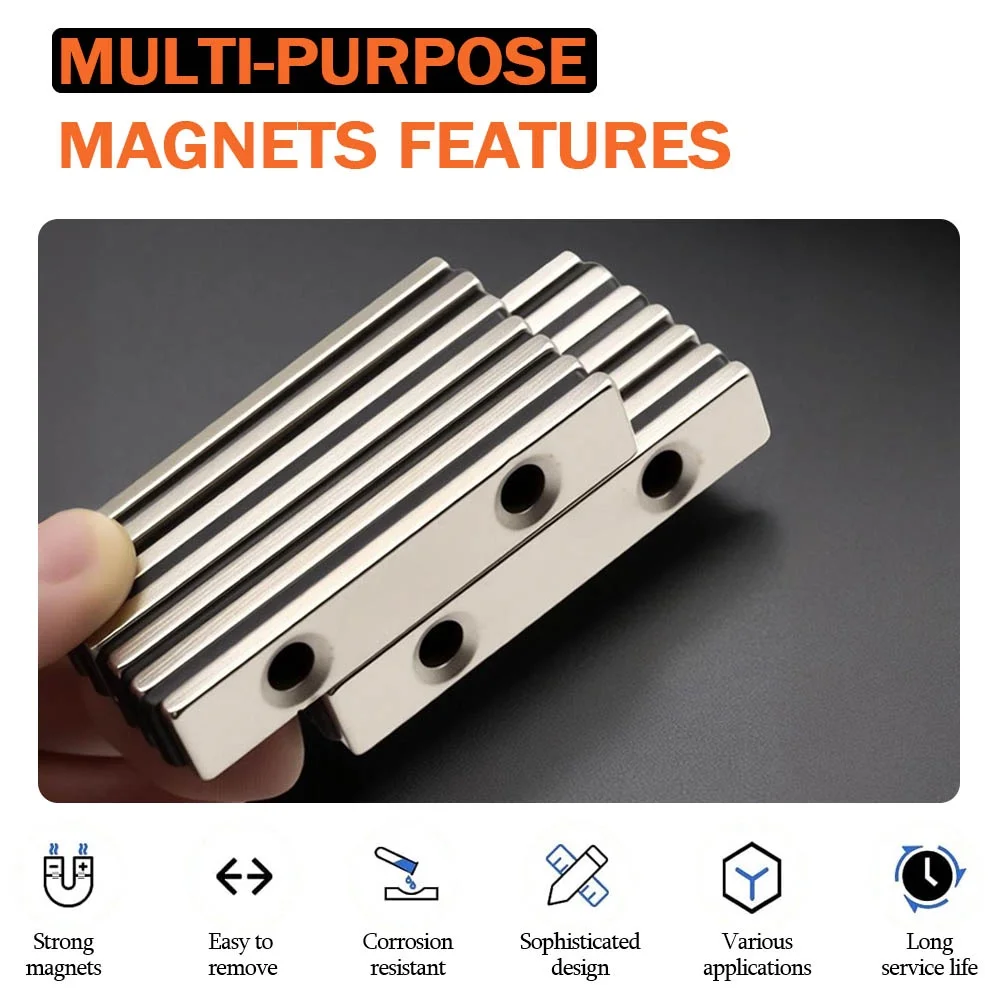 50x10x5mm Iron Alloy Heavy Duty Neodymium Magnet Rectangular Hardware Garage Storage Tool Holding System Factory Use