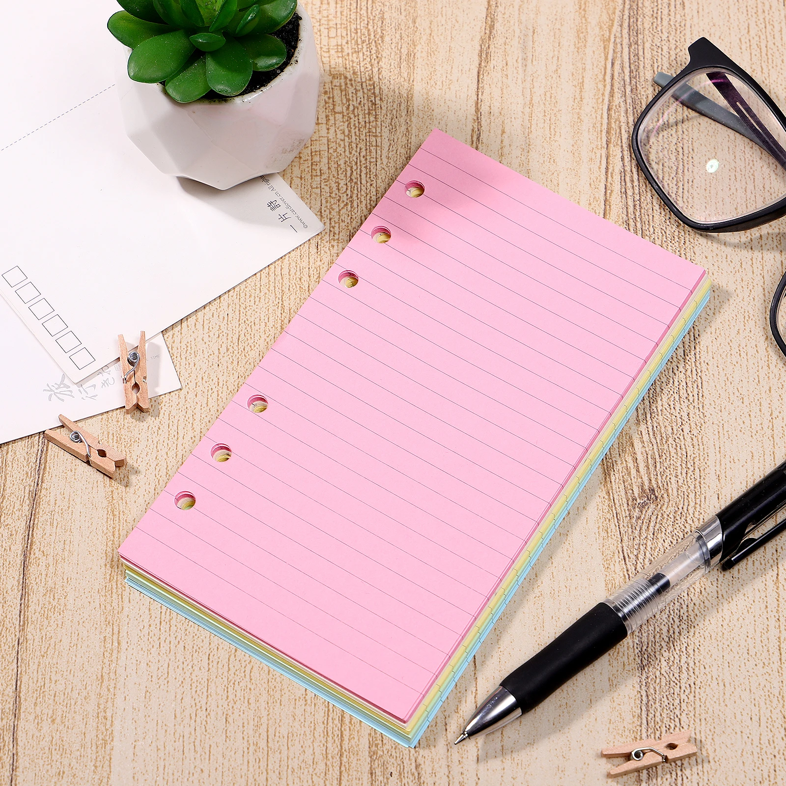 

Loose Leaf Paper A6 Size 6 Hole College Ruled Smooth Writing Refills Inserts Notebook Memo Book Diary Lined Sheets