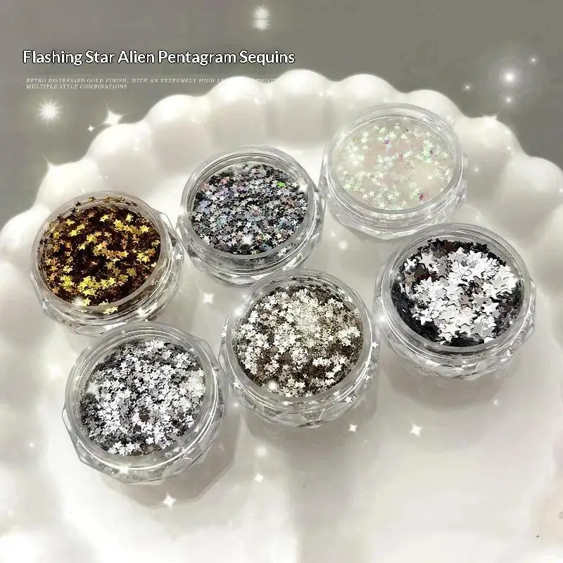 Mini 1mm Shiny Pentagram Nail Art Accessories 1 Box Five-Pointed Star Nail Decor for Home DIY Manicure Gift