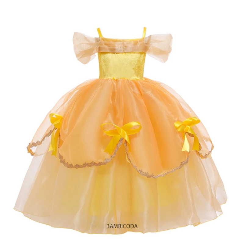 Girls Belle Dress Kids Ball Gown Beauty and Beast Children Christmas Birthday Carnival Party Cosplay Disguise Princess Costume