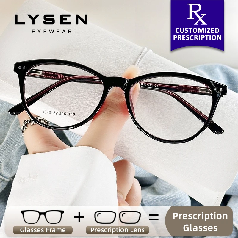

LYSEN New Fashion Round Women Anti Blue Light Myopia Glasses Texture Anti-Reflective Customization Prescription Optical Glasses
