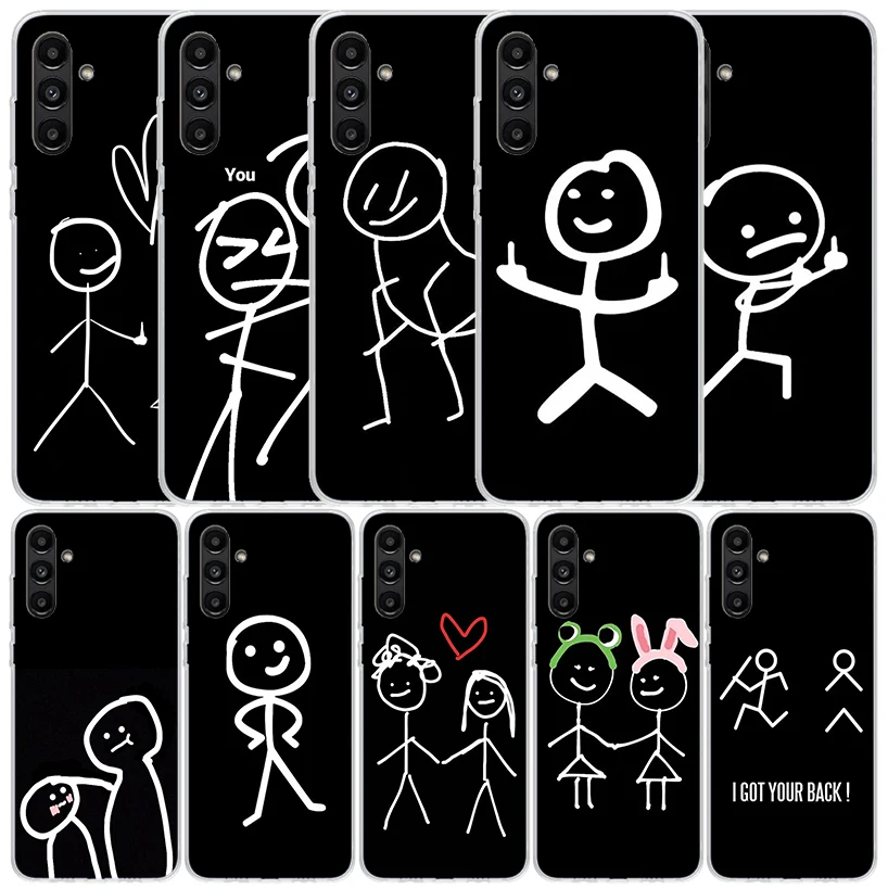 Cartoon Stickman Matchman Phone Case For Samsung Galaxy A15 A14 A13 A12 A55 A54 A53 A52 A35 A34 A33 A32 A25 A24 A23 A22 A04S A03