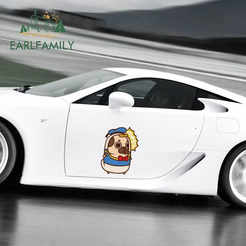 

EARLFAMILY 43 см x 33,4 см для PUG, водостойкая тонкая наклейка, защитная наклейка на дверь автомобиля, наклейка на окклюзион мотоцикла, украшение от царапин