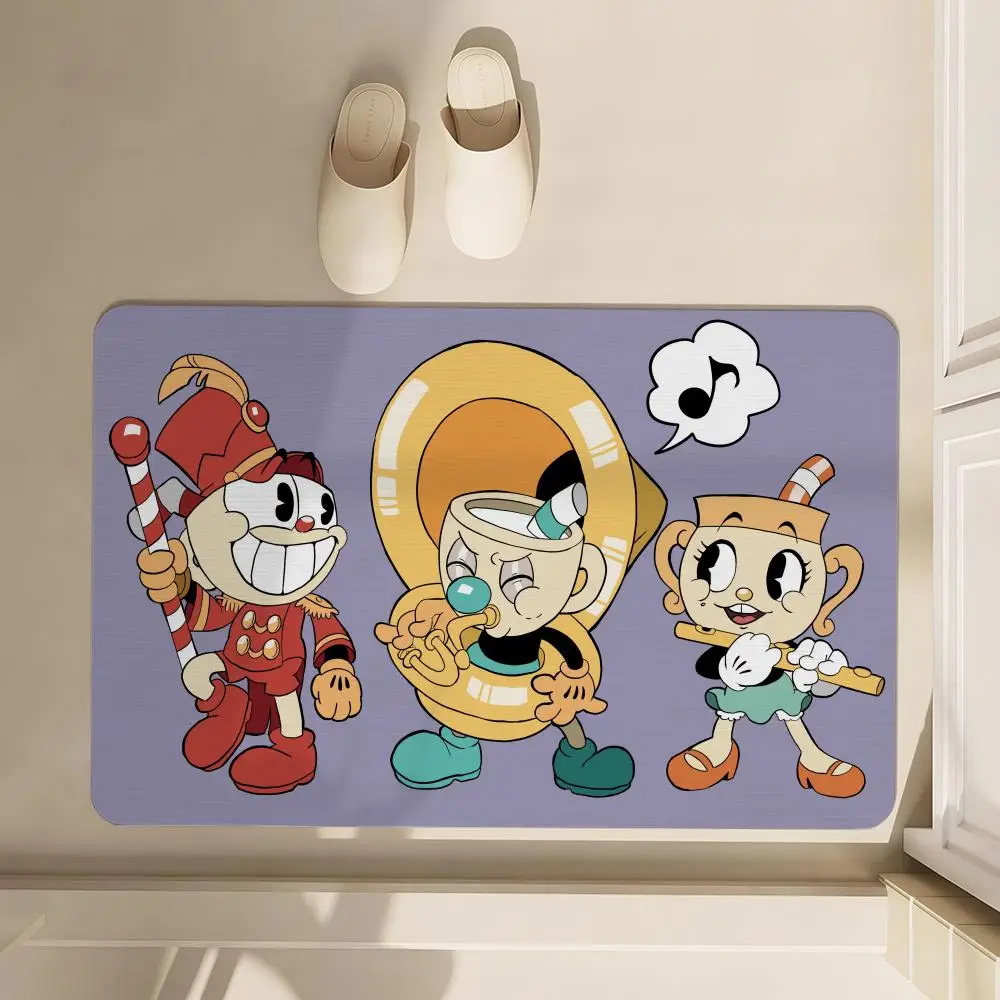 

Game C-Cuphead Floor Mat Soft Diatom Bathroom Absorbent Floor Mat, Toilet Of The Bathroom, Household Floor Mat, Door Mat Carpet