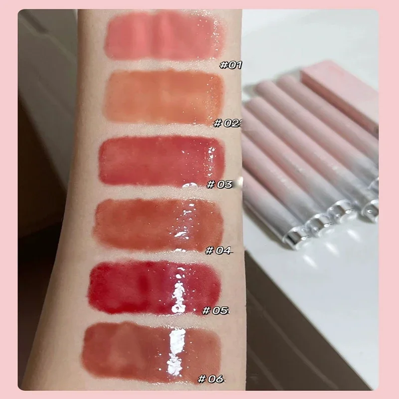 Solid Lip Gloss Moisturizing Jelly Water Mirror Lipsticks Natural Long Lasting Hydrating Lips Tint Nude Red Lip Glaze Cosmetics