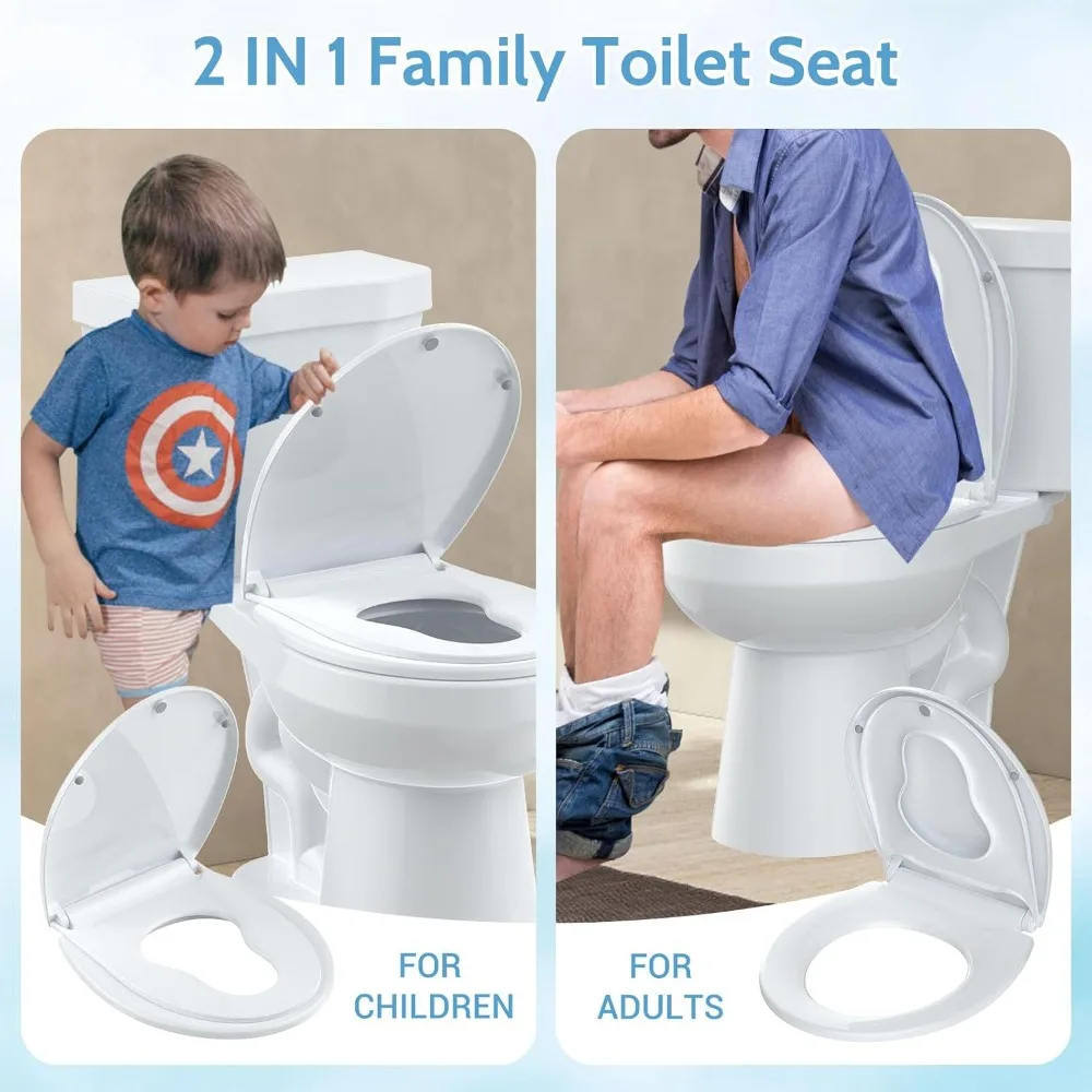 Slow Close Toilet Seat Quiet Lid Durable Anti-Bacterial Simple Top Universal Fit for Standard Toilets Fixing Removable Universal Bathroom Accessories