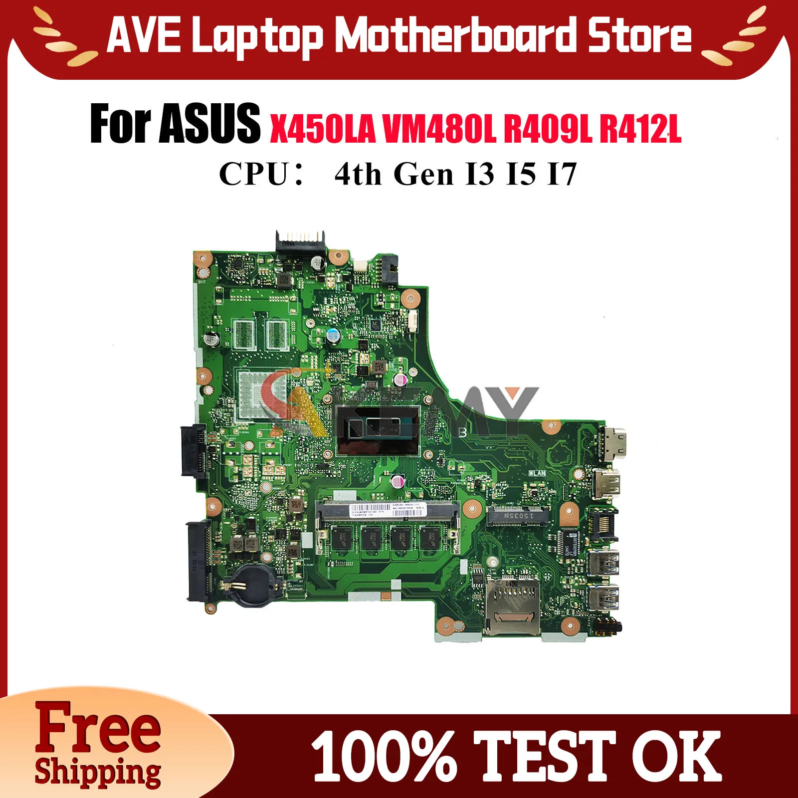 

X450LA Материнская плата для ноутбука ASUS Y481L X450LD X450LB R412L X450LC X450L VM480L X450LN R409L K450L W418L Материнская плата I3 I5 I7 CPU