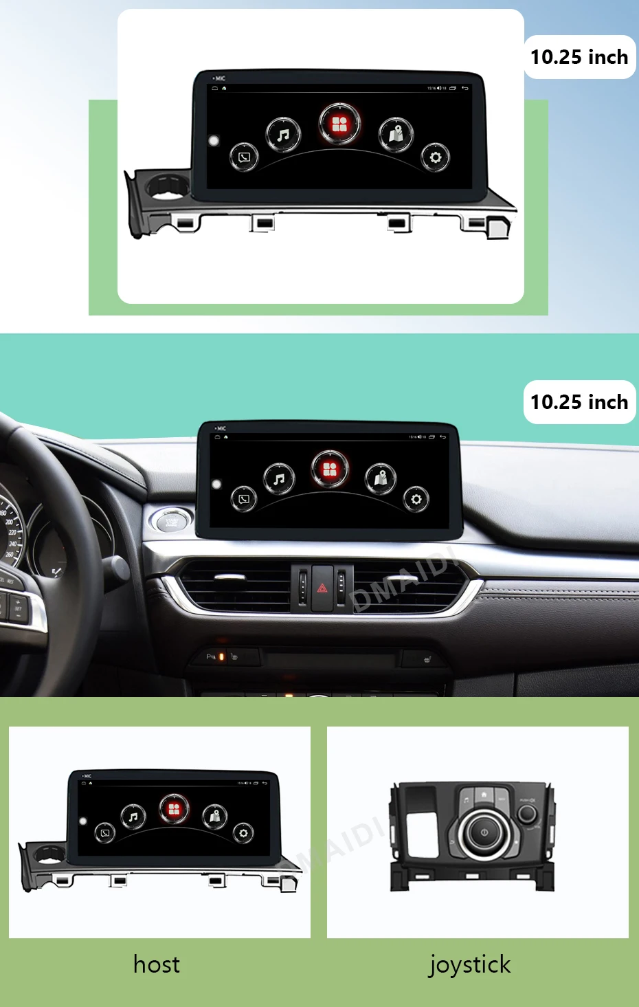 Android 12 For Mazda 6 2016-2019 GPS Navigation Multimedia Video Player DVD With CarPlay Auto Touch Sceen 10.25inch Navigation